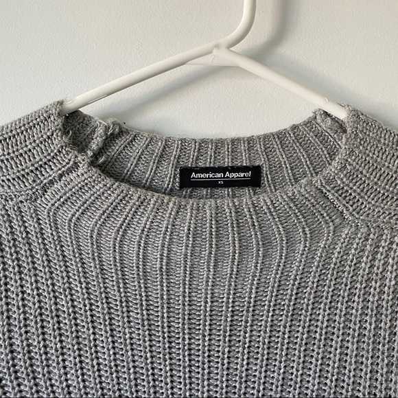 American Apparel Cropped Knit Grey Sweater - Picture 7 of 9